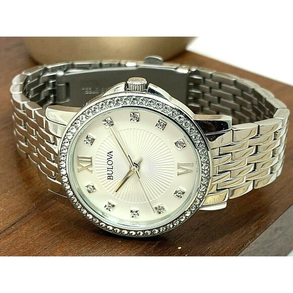 Bulova Women's Watch 96L297 Quartz Crystals Silver Dial Stainless Steel 32mm - Picture 8 of 13